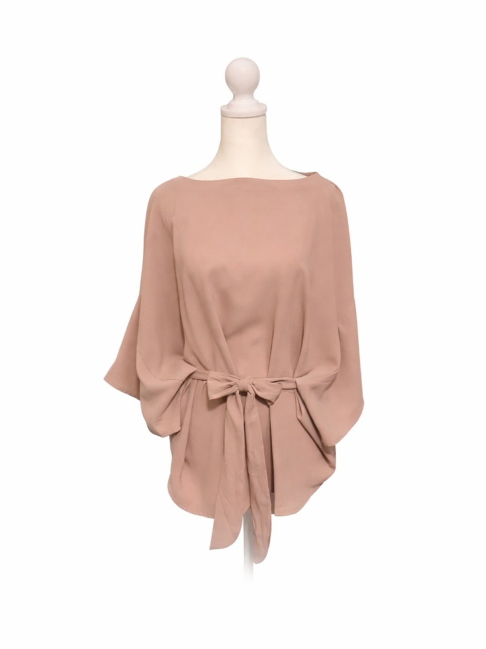 Hayden Women's Blouse in Soft Beige with Tie Waist